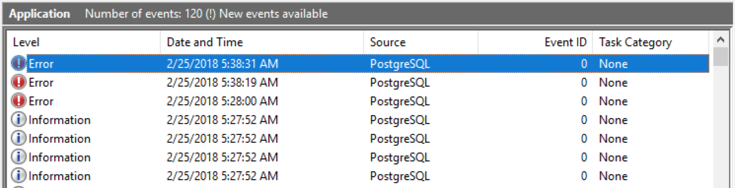event_source=PostgreSQLのイベントビューア